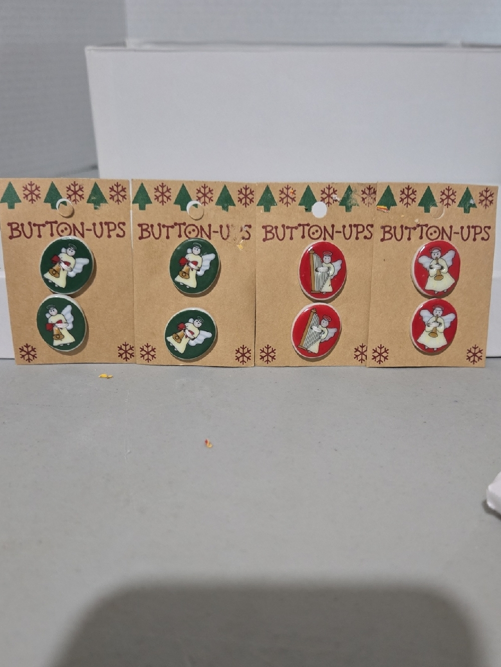 Holiday Angel Button-up buttons - Green & Red